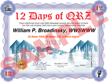 Load image into Gallery viewer, Award Certificate - 12 Days of QRZ (2023)