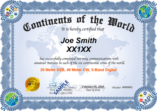 Award Certificate - World Continents