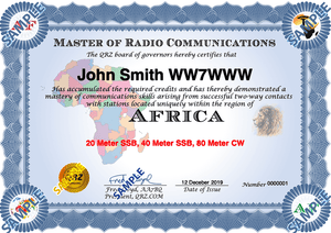 Award Certificate - Master of Radio Communications Africa