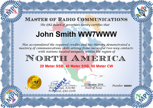 Award Certificate - Master of Radio Communications North America