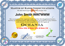 Load image into Gallery viewer, Award Certificate - Master of Radio Communications Oceania
