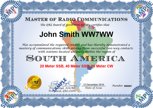 Award Certificate - Master of Radio Communications South America
