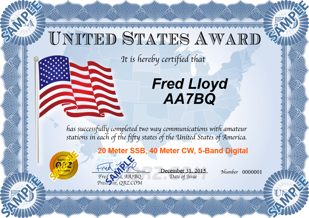 Award Certificate - United States Award