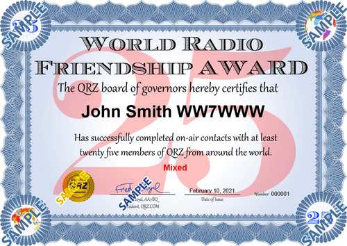 Award Certificate - World Radio Friendship
